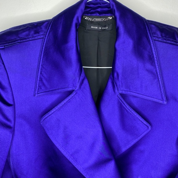 TOM FORD for GUCCI Indigo Blue Satin Trench Coat - Picture 9 of 13